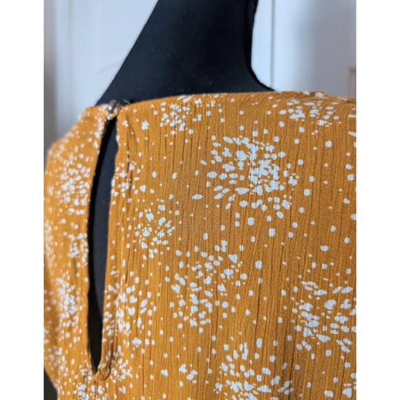 Everly Anthropologie Romper Size L Mustard Starburst Print Lined Tie Waist Boho - Picture 6 of 10
